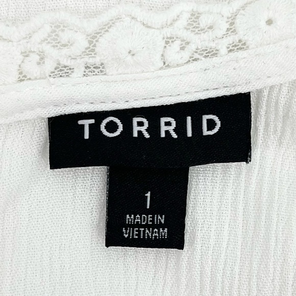 Torrid White Crinkle Gauze Embroidered Blouse Top 1X - Picture 10 of 13